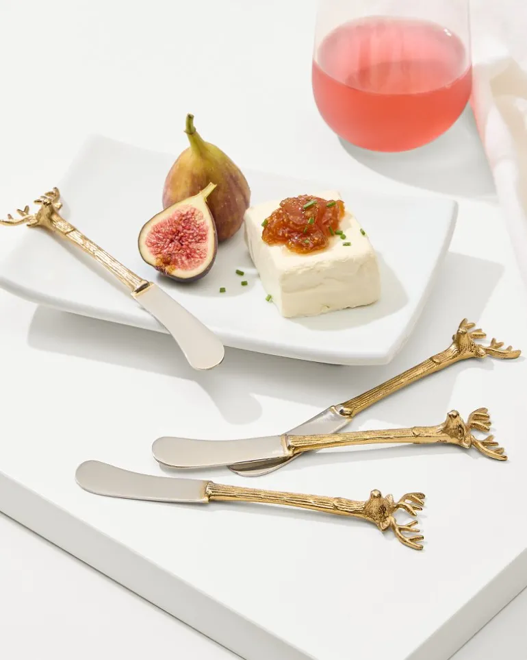 Sale Tommy Bahama Brass and Stainless Steel Stag Butter Knives - Set of 4 Gold