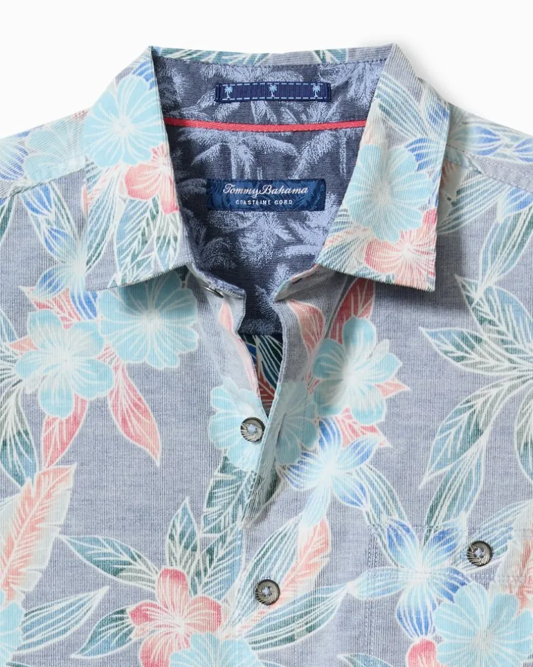 Online Tommy Bahama Coastline Cord Stretch Shoreline Vines Shirt Dockside Blue