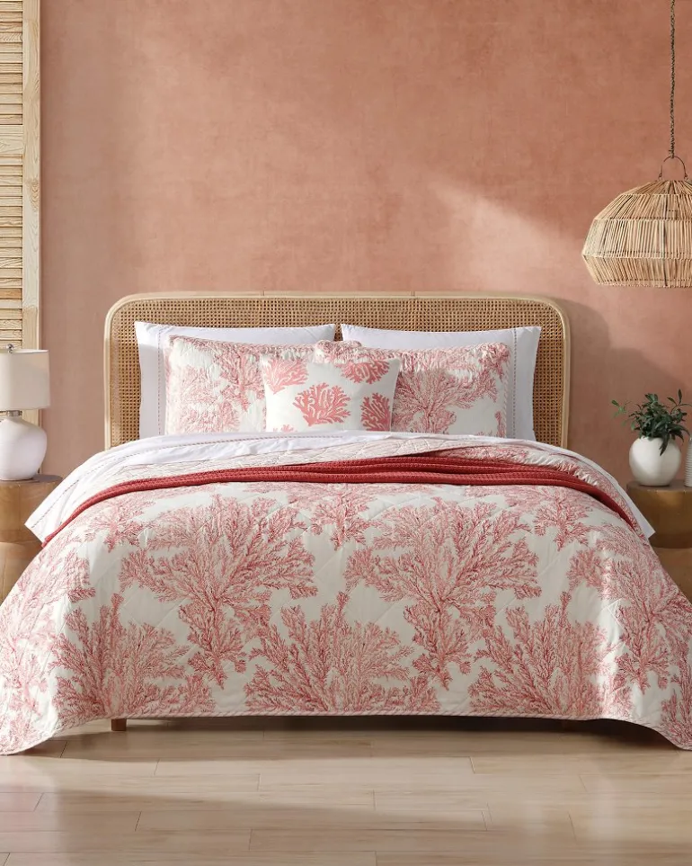 Cheap Tommy Bahama Coral Garden Reversible 2-Piece Twin Quilt Set Orange