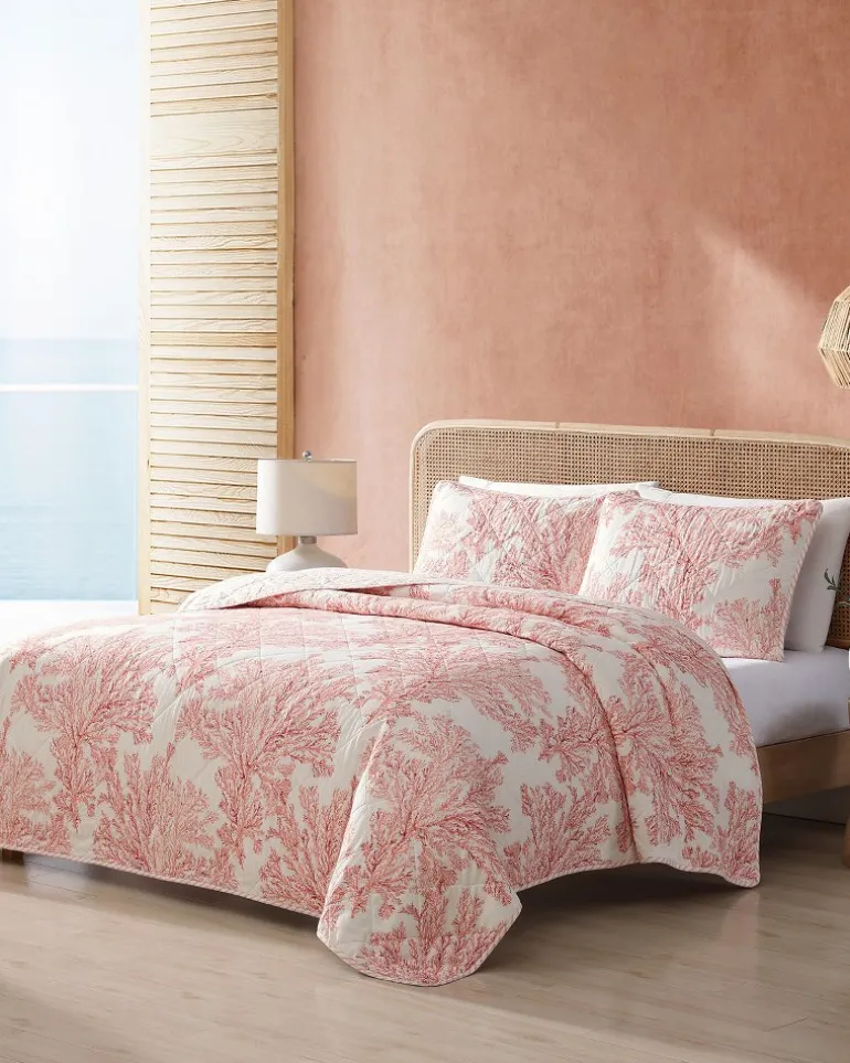 Cheap Tommy Bahama Coral Garden Reversible 2-Piece Twin Quilt Set Orange