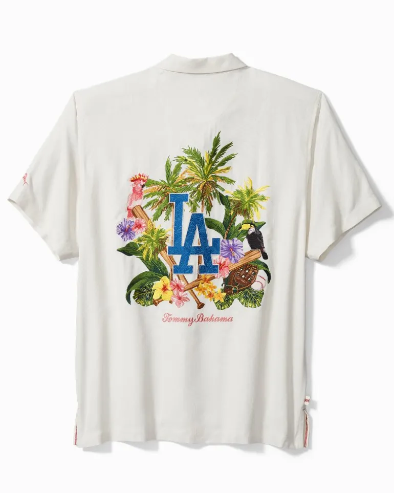 Cheap Tommy Bahama Go Big or Go Home Silk Camp Shirt los_angeles_dodgers