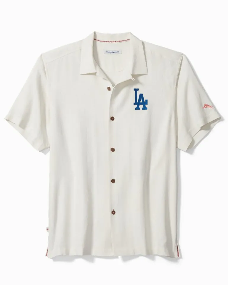 Cheap Tommy Bahama Go Big or Go Home Silk Camp Shirt los_angeles_dodgers