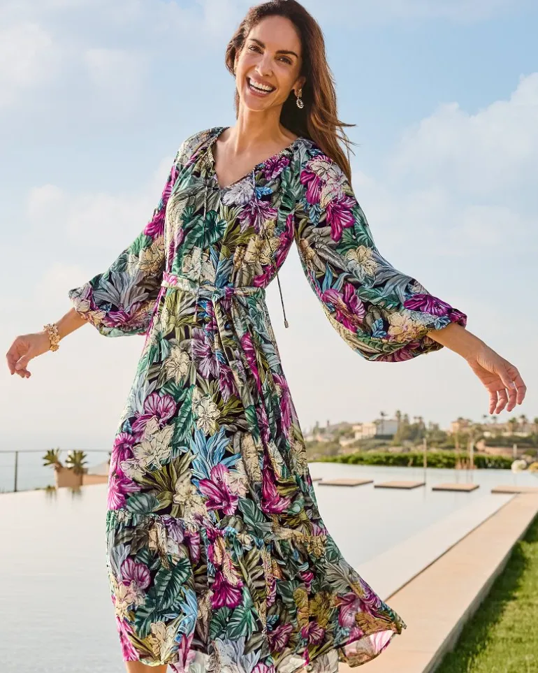 Clearance Tommy Bahama Jungle Jewels Shimmer Maxi Dress Black