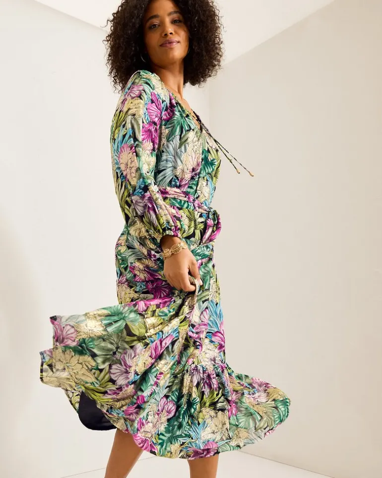 Clearance Tommy Bahama Jungle Jewels Shimmer Maxi Dress Black