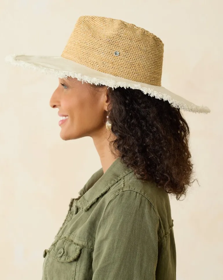 Shop Tommy Bahama Melissa Lux Fringe Raffia Hat Natural/White/Silver