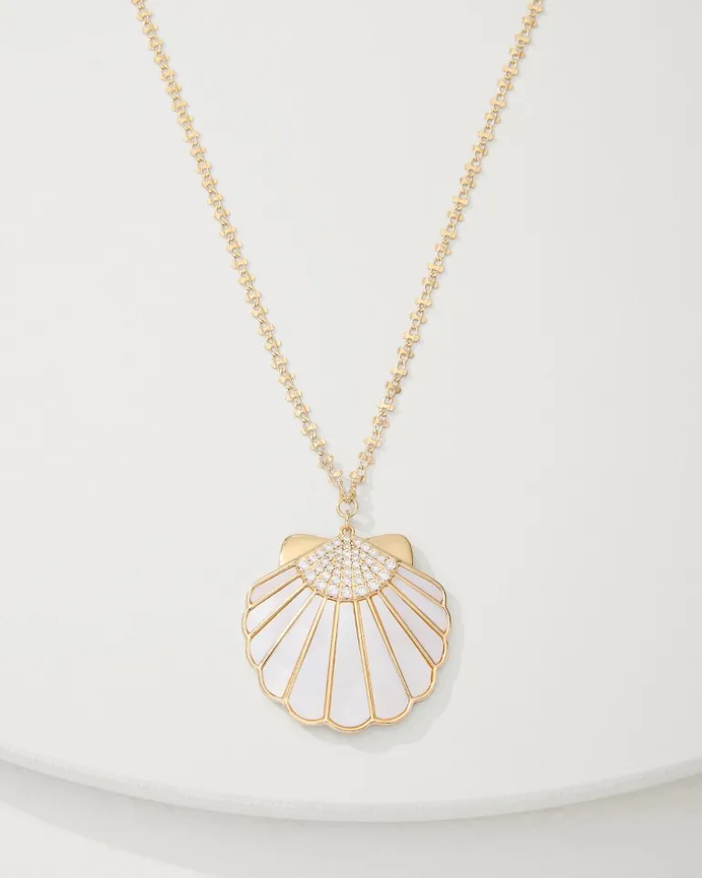 Shop Tommy Bahama Moments in Paradise Mother of Pearl and Shell Pendant Necklace Gold