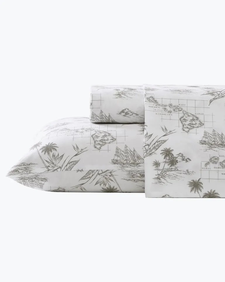 Cheap Tommy Bahama Vintage Map 4-Piece King Sheet Set Brown